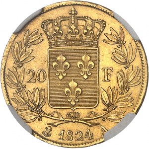 Louis XVIII (1814-1824). 20 francs tête nue 1824, A, Paris.