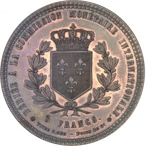 Henri V (1820-1883). 5 francs, frappe spéciale dédiée à la Commission monétaire internationale 1873, Neuchâtel.
