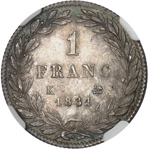 Louis-Philippe Ier (1830-1848). 1 franc tête nue 1831, K, Bordeaux.