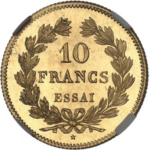 Louis-Philippe Ier (1830-1848). Essai de 10 francs Or par Domard, Flan bruni (PROOF) ND (1830), A, Paris.