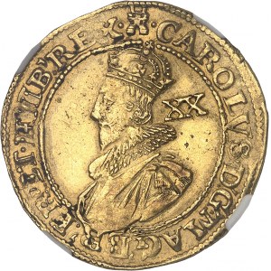 Charles Ier (1625-1649). Unité d’or valant 20 shillings ND (1627-1628), Tour de Londres.