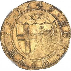 Commonwealth (1649-1660). Unité d’or valant 20 shillings 1649, Londres.