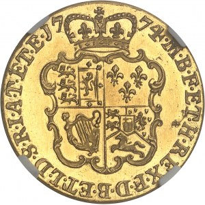 Georges III (1760-1820). Guinée, 4e tête, Flan bruni (PROOF) 1774, Londres.