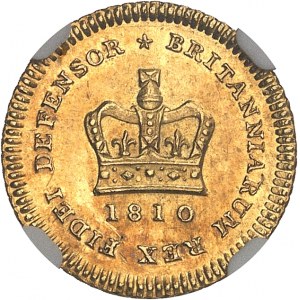 Georges III (1760-1820). Tiers de guinée, 3e type (2e effigie) 1810, Londres.