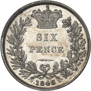 Victoria (1837-1901). 6 pence 1848/6, Londres.