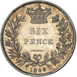 Victoria (1837-1901). 6 pence 1848/7, Londres.