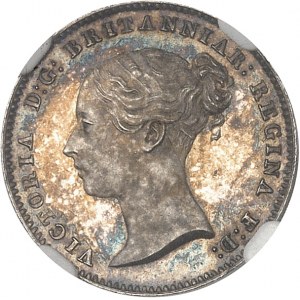 Victoria (1837-1901). Gros (groat) de 4 pence, Flan bruni (PROOF) 1839, Londres.