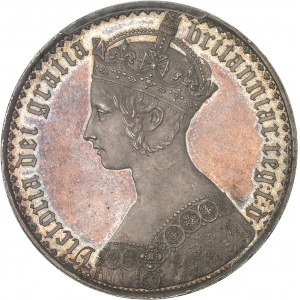 Victoria (1837-1901). Crown ou couronne gothique, Flan bruni (PROOF) 1847, Londres.