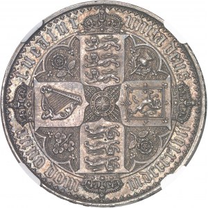 Victoria (1837-1901). Crown ou couronne gothique, Flan bruni (PROOF) 1847, Londres.