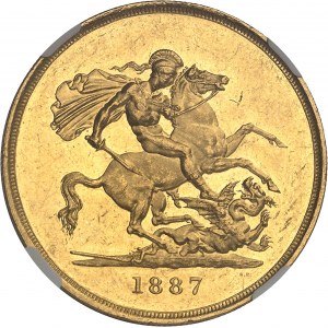 Victoria (1837-1901). 5 livres (5 pounds), jubilé de la Reine 1887, Londres.