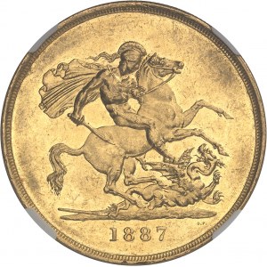 Victoria (1837-1901). 5 livres (5 pounds), jubilé de la Reine 1887, Londres.