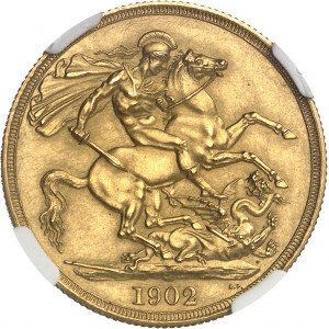 Édouard VII (1901-1910). 2 livres (2 pounds), flan mat et bruni (PROOF MATTE) 1902, Londres.