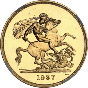 Georges VI (1936-1952). 5 livres (5 pounds), Flan bruni (PROOF) 1937, Londres.