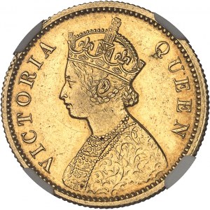 Victoria (1837-1901). Dix roupies, Flan bruni (PROOF) 1870 CM, Calcutta.