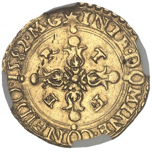 Savoie, Charles-Emmanuel Ier (1580-1630). Écu d’or au soleil, 2e type 1582 MG, (étoile), Chambéry.