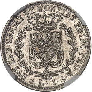 Savoie-Sardaigne, Charles-Félix (1821-1831). 1 lire 1827, ancre, Gênes.