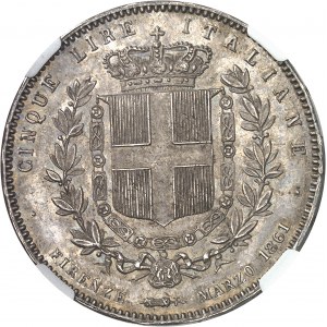 Victor-Emmanuel II (1861-1878). 5 lire, 1er type, proclamation du Royaume d’Italie 1861, Florence.