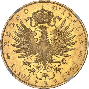 Victor-Emmanuel III (1900-1946). 100 lire à l’aigle aux armes de Savoie 1903, R, Rome.