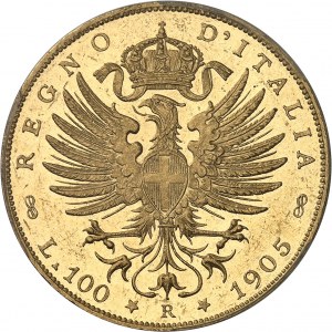 Victor-Emmanuel III (1900-1946). 100 lire à l’aigle, d’aspect Flan bruni (PROOFLIKE) 1905, R, Rome.