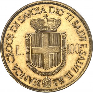 Umberto II ( 9 mai au 13 juin 1946). Frappe de fantaisie en Or, au module de 100 lire, Frappe spéciale (SP) ND (1946).