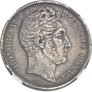 Honoré V (1819-1841). 5 francs, variété de tranche *** D*EO 1837, M, Monaco.