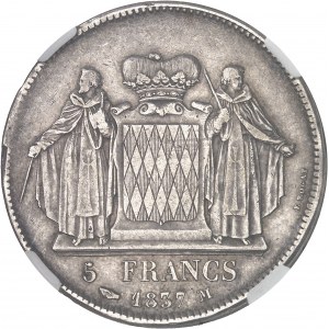 Honoré V (1819-1841). 5 francs, variété de tranche *** D*EO 1837, M, Monaco.