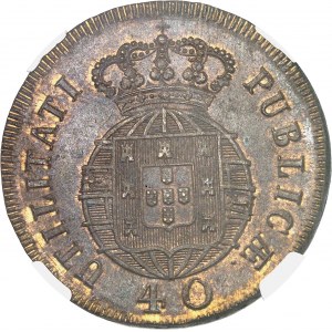 Jean VI (1799-1826). 40 réis (pataco) 1822, Lisbonne.