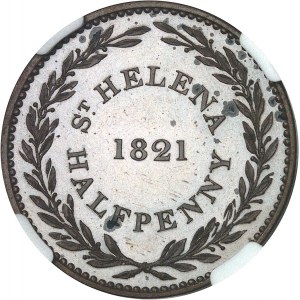 Georges IV (1820-1830). Halfpenny, Flan bruni (PROOF) 1821.