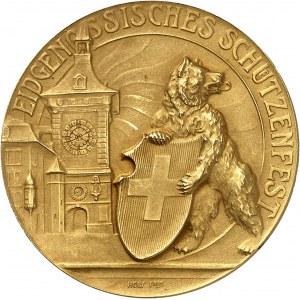 Berne (canton de). Médaille d’Or, Concours de tir de Berne, flan mat, par Holy frères 1910, Saint-Imier.