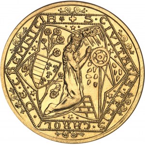 Première république tchécoslovaque (1918-1938). 10 ducats, réouverture des mines de Kremnica (Körmöcbánya) dite “Oživenie kremnického baníctva” par Anton Hám 1934, Kremnitz (Körmöcbanya).