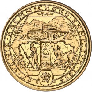 Première république tchécoslovaque (1918-1938). 10 ducats, réouverture des mines de Kremnica (Körmöcbánya) dite “Oživenie kremnického baníctva” par Anton Hám 1934, Kremnitz (Körmöcbanya).