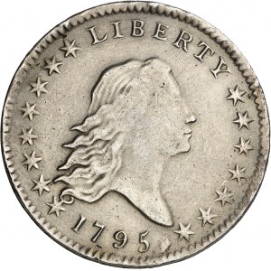 République fédérale des États-Unis d’Amérique (1776-à nos jours). Demi-dollar ou cinquante cents, aux cheveux flottants 1795, Philadelphie.