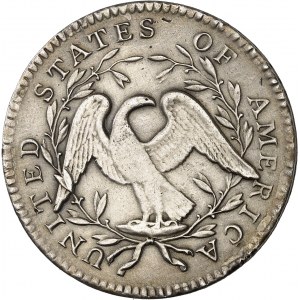 République fédérale des États-Unis d’Amérique (1776-à nos jours). Demi-dollar ou cinquante cents, aux cheveux flottants 1795, Philadelphie.