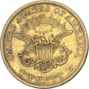 République fédérale des États-Unis d’Amérique (1776-à nos jours). 20 dollars Liberty, sans devise 1850, Philadelphie.
