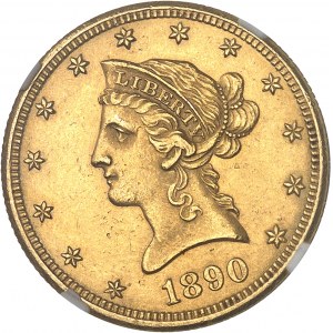 République fédérale des États-Unis d’Amérique (1776-à nos jours). 10 dollars Liberty, avec devise 1890, CC, Carson City.