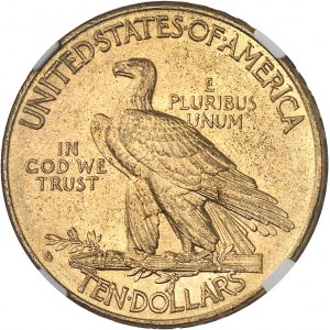 République fédérale des États-Unis d’Amérique (1776-à nos jours). 10 dollars Indien, avec devise 1908, D, Denver.