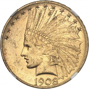 République fédérale des États-Unis d’Amérique (1776-à nos jours). 10 dollars Indien, avec devise 1908, D, Denver.