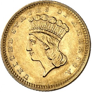 République fédérale des États-Unis d’Amérique (1776-à nos jours). 1 dollar à la tête de princesse indienne 1862, Philadelphie.