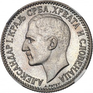 Alexandre Ier (1921-1934). Essai de 2 dinara, flan épais, par A. Patey 1925, éclair, Poissy.
