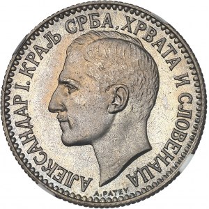 Alexandre Ier (1921-1934). Essai de 2 dinara, flan épais, par A. Patey 1925, éclair, Poissy.