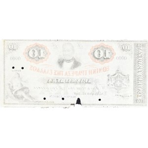 10 drachmes ÉPREUVE - Banque nationale de Grèce ND (1863-67).