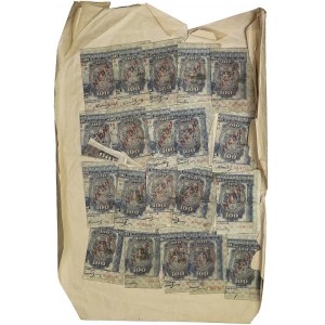 Lot (40) - 100 drachmes coupées en deux et collées sur papier kraft ND (1926).
