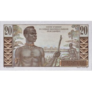 20 francs Institut d’émission de l’AEF et du Cameroun type “Émile Gentil” ND (1957).