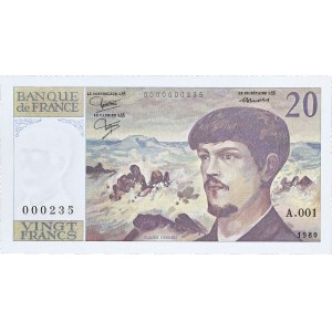 20 francs type 1980 “Debussy” petit numéro 1980.