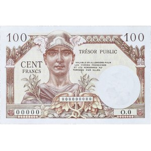 100 francs Trésor Public SPECIMEN ND (1955).