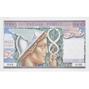 1000 francs Trésor Public SPECIMEN ND (1955).