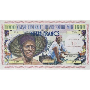 10 nouveaux francs sur 1000 francs Pêcheur type “Guyane” ND (1960).