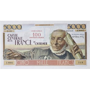 100 NF surchargé sur 5000 Francs Schoelcher type 1946 modifié 1960.