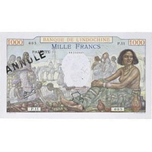1000 francs SPECIMEN - Banque de l’Indochine avec tampon ANNULÉ type “Papeete” ND (1954).
