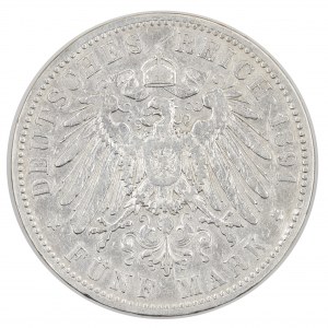 5 marek 1891 - 5 marek 1876 V Saksonia- Albert (1873-1902) Saksonia- Albert (1873-1902)